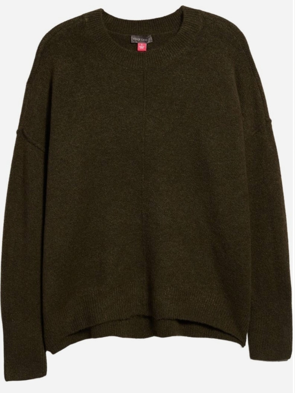 Vince Camuto Olive Crewneck Women's Sweater W/Front Seam Sz M